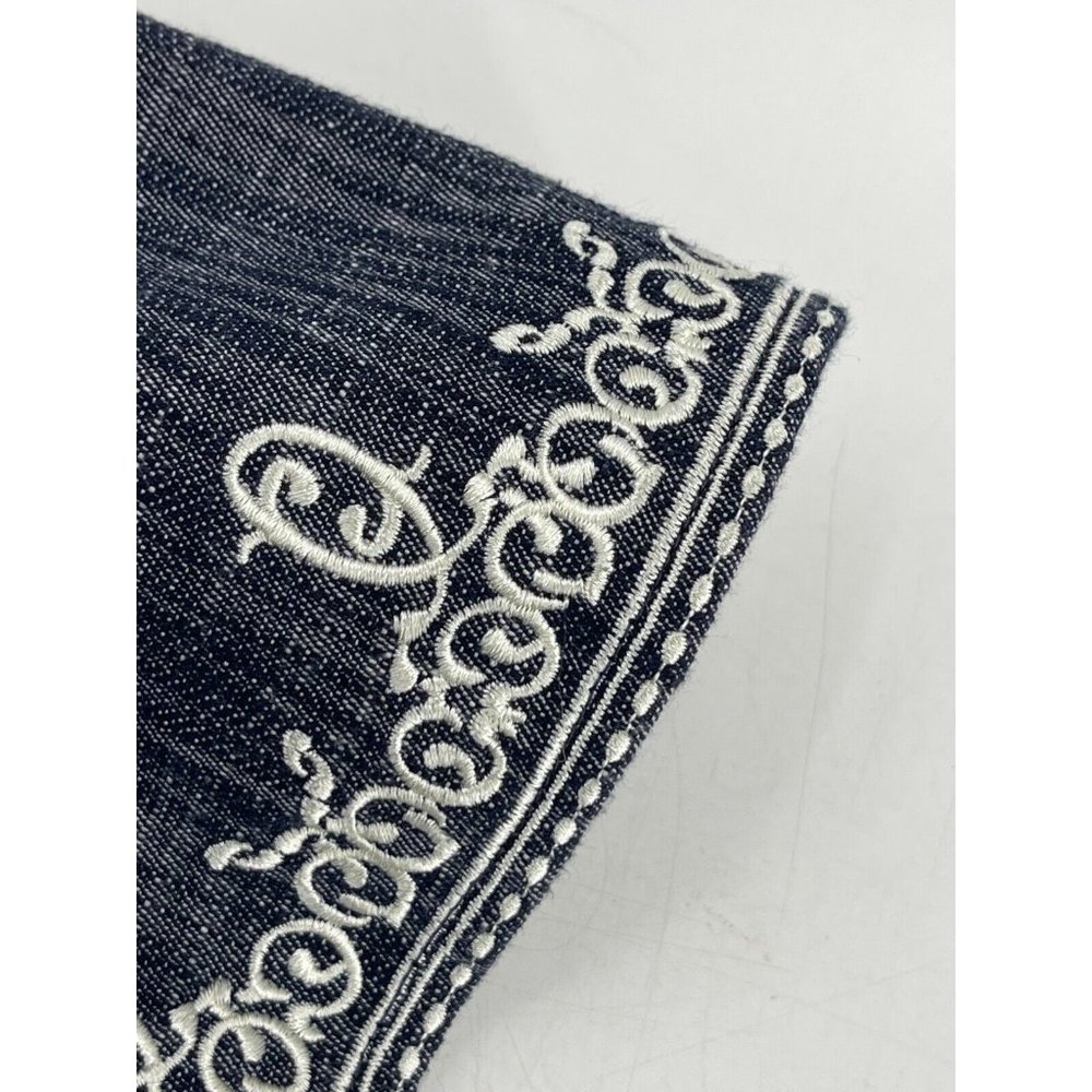 OSCAR DE LA RENTA Gray Denim Look Skirt Embroidered Hem Ruffle A Line Size 4 - Picture 12 of 13
